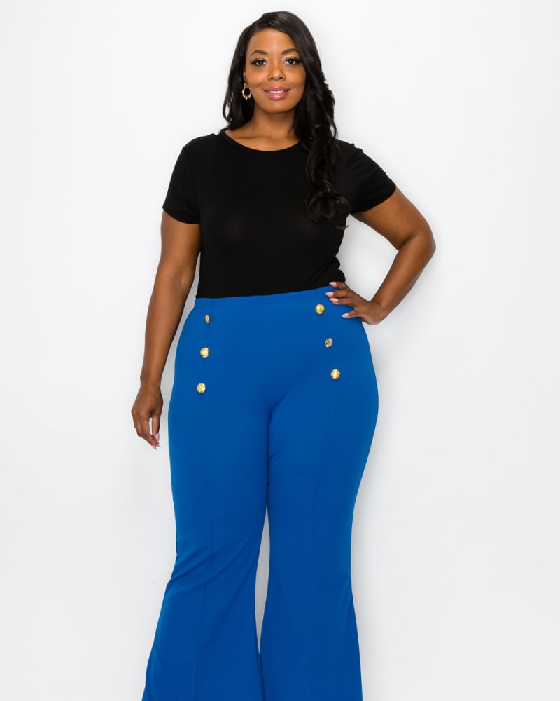Plus Size Ruth High Waisted Flare Pants | Classic Blue